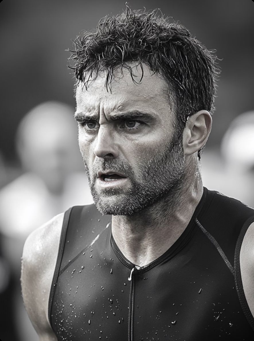 Focused athlete on race day